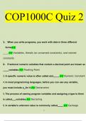 COP1000C Quiz 2 Questions and Answers Latest 2023 - 2024 [100% correct answers]