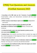 CPHQ Test Questions and Answers Latest 2023 - 2024 [100% correct answers]