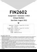 FIN2602 Assignment 1 (ANSWERS) Semester 2 2023 - DISTINCTION GUARANTEED