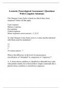 Lecturio (Neurological Assessment ) Questions With Complete Solutions