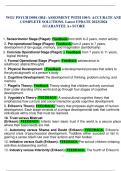 WGU PSYCH D094 OBJ: ASSESMENT WITH 100% ACCURATE AND COMPLETE SOLUTIONS. Latest UPDATE 2023/2024 GUARANTEE A+ SCORE   1.	Sensorimotor Stage (Piaget): Feedback-from birth to 2 years, motor activity 2.	Pre-operational Stage (Piaget): Feedback-from 2 years t