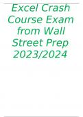 FINANCE 4201-  Excel Crash Course Exam from Wall Street Prep 2023/2024