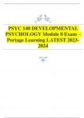 PSYC 140 DEVELOPMENTAL PSYCHOLOGY Module 8 Exam – Portage Learning