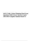 WGU C168 (Critical Thinking and Logic) Objective Assessment Questions With Answers | WGU C168 OA TEST QUESTIONS AND ANSWERS | WGU C168 Exam Practice Questions With 100% Correct Answers & WGU C168 (Critical Thinking) Final Exam Questions With 100% Correct 