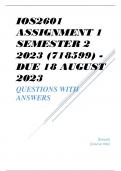 IOS2601 Assignment 1 Semester 2 2023 (718599) - DUE 18 August 2023