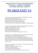 HESI PN EXIT V4 EXAM  QUESTIONS  WITH 100% CORRECT VERIFIED  ANSWERS/ 2023-2024 VERSION PN HESI EXIT V4