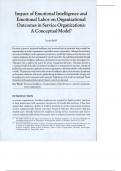 Impact of Emotional Intelligence and Emotional Labor on Organizational Outcomes in Service Organizations: A Conceptual Model*