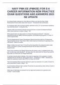 NAVY PMK-EE (PMKEE) FOR E-6 CAREER INFORMATION NEW PRACTICE EXAM QUESTIONS AND ANSWERS 2023 NE UPDATE