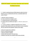 HESI RN Health Assessment  Questions and Answers Latest 2023 - 2024 [100% correct answers]