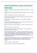 WATER TREATMENT CLASS E CHEAT SHEET EXAM Q&A RATED A.