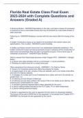 Florida Real Estate Class Final Exam 2023-2024 with Complete Questions and Answers (Graded A)