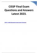 CISSP Final Exam Questions and Answers Latest 2023 Graded A +