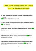 CBSPD Exam Prep Questions and Answers Latest 2023 - 2024 [100% correct answers] 