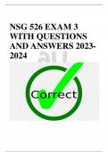 NSG 526 EXAM 3 WITH QUESTIONS AND ANSWERS 2023- 2024