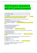 CDA Practice Questions with All Correct Answers 