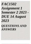 FAC1502 Assignment 1 Semester 2 2023 - DUE 14 August 2023