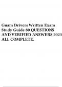 Guam Drivers Written Exam Study Guide 80 QUESTIONS AND VERIFIED ANSWERS 2023 ALL COMPLETE.