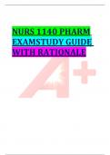 NURS 1140 PHARM EXAMSTUDY GUIDE WITH RATIONALE