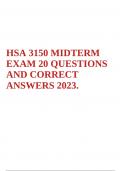 HSA 3150 MIDTERM EXAM 20 QUESTIONS AND CORRECT ANSWERS 2023