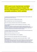 NTB Lewis (only mechanical ventilator related questions added) Chapter 66: Nursing Management: Critical Care & TNP complete solutions 100% verified.