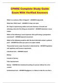 CPNRE Complete Study Guide Exam With Verified Answers