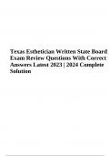 Texas Esthetician State Board Exam Questions With 100% Correct Answers | Latest 2023/2024 (VERIFIED)