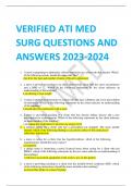 VERIFIED ATI MED SURG QUESTIONS AND ANSWERS 2023-2024