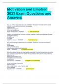 Motivation and Emotion 2023 Exam Questions and Answers