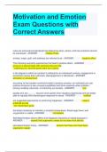 Motivation and Emotion Exam Questions with Correct Answers 