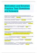 Motivation and Emotion Practice Test Questions and Answers 