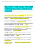 Motivation and Emotion 2023-2024 Test Bank Questions with Correct Answers 