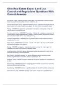 Ohio Real Estate Exam- Land Use Control and Regulations Questions With Correct Answers