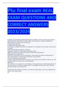 Ptu final exam REAL  EXAM QUESTIONS AND  CORRECT ANSWERS  2023/2024 