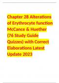 Chapter 28 Alterations of Erythrocyte function McCance & Huether (76 Study Guide Quizzes) with Correct Elaborations Latest Update 2023