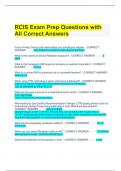 RCIS Exam Prep Questions with All Correct Answers  