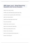 ISEE Upper Level - Verbal Reasoning Questions And Correct Answers.