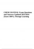 CHEM 210 Exam Practice Questions With Answers Latest 2024 | CHEM 210 Final Exam Questions With Answers Latest Update 2024 | CHEM 210 Module 2 Exam Questions With Answers & CHEM 210 Final Exam Questions With Answers | Latest Updated 2024/2025 | Portage Lea