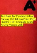 Test Bank For Fundamentals of Nursing 11th Edition Potter Perry Chapter 1-50 | Complete Guide Newest Version 2022