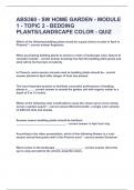 ABS360 - SW HOME GARDEN - MODULE 1 - TOPIC 2 - BEDDING PLANTSLANDSCAPE COLOR - QUIZ|UPDATED&VERIFIED|100% SOLVED|GUARANTEED SUCCESS