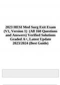 2024 HESI Med Surg 55 Exam Questions With Answers Latest Updated 2024 | HESI Med Surg Exit Exam V1 | 160 Questions With Correct Answers | HESI Med Surg V2 Final Exam Questions and Answers & HESI MED SURG Final Exam Questions With Answers Latest 2024/2025 