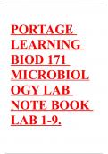 PORTAGE LEARNING BIOD 171 MICROBIOLOGY LAB NOTE BOOK LAB 1-9.