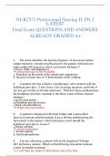 NUR2571 Professional Nursing II  PN 2 LATEST Final Exam QUESTIONS AND ANSWERS ALREADY GRADED A+