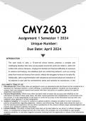  CMY2603 Assignment 1 (ANSWERS) Semester 1 2024 - DISTINCTION GUARANTEED