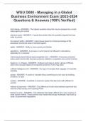 WGU D080 - Managing in a Global Business Environment Exam |2023-2024 Questions & Answers (100% Verified) 