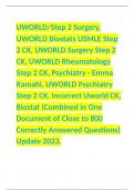  UWORLD/Step 2 Surgery, UWORLD Biostats USMLE Step 2 CK, UWORLD Surgery Step 2 CK, UWORLD Rheumatology Step 2 CK, Psychiatry - Emma Ramahi, UWORLD Psychiatry Step 2 CK, Incorrect Uworld CK, Biostat (Combined in One Document of Close to 800 Correctly Answe