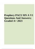 Prophecy PACU RN A - Questions And Answers | Latest Update 2023/2024 (Graded A+)