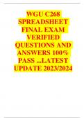 WGU C268  SPREADSHEET  FINAL EXAM  VERIFIED  QUESTIONS AND  ANSWERS 100% PASS ...LATEST  UPDATE 2023/2024