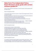 State Farm Fire Independent Policy Exam Revesion study guide with correct answers graded A+(Select the false statement listed below: In the HO-3 policy, the ALE payments will be made only for:)