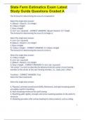 State Farm Estimatics Exam Latest Study Guide Questions Graded A(The formula for determining the area of a trapezoid is:)