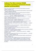 Indiana For-Hire License EXAM complete questions answered already passed (summer2023)(What is the maximum height of a commercial vehicle (without a permit)? - CORRECT ANSWERS 13' 6")